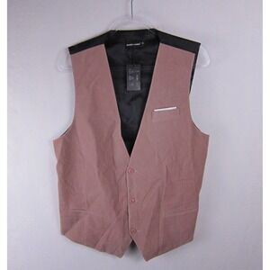 NWT Barry Wang Pink Rose Waistcoat Wedding Vest Mens Medium